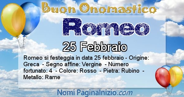 Romeo - Onomastico del nome Romeo