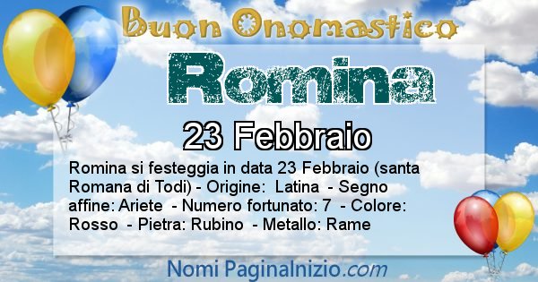 Romina - Onomastico del nome Romina