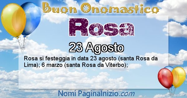 Rosa - Onomastico del nome Rosa