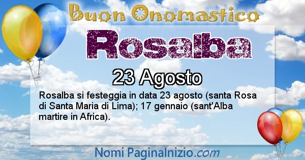 Rosalba - Onomastico del nome Rosalba