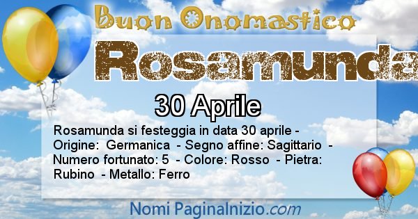 Rosamunda - Onomastico del nome Rosamunda