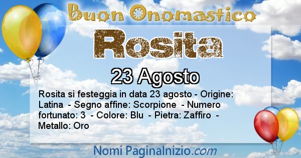 Rosita - Onomastico del nome Rosita