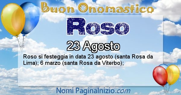 Roso - Onomastico del nome Roso