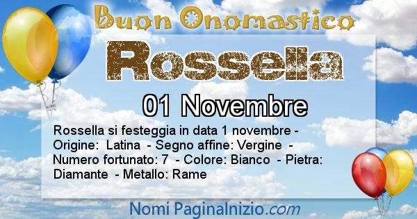 Rossella - Onomastico del nome Rossella