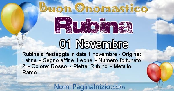 Rubina - Onomastico del nome Rubina