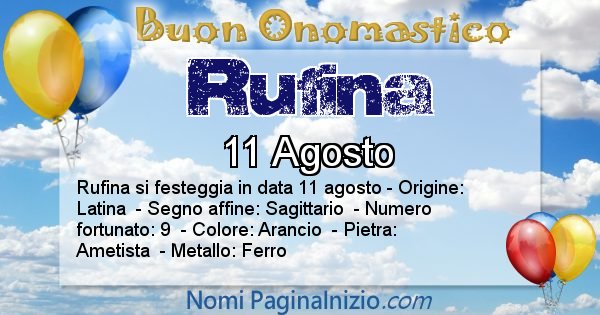 Rufina - Onomastico del nome Rufina