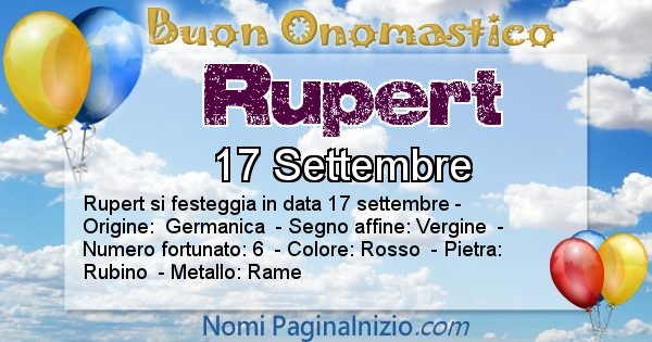 Rupert - Onomastico del nome Rupert