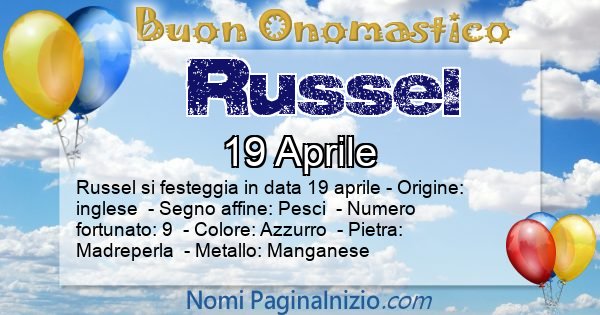 Russel - Onomastico del nome Russel