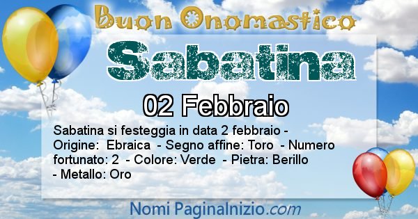 Sabatina - Onomastico del nome Sabatina