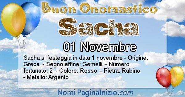 Sacha - Onomastico del nome Sacha