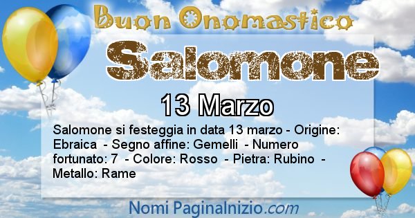 Salomone - Onomastico del nome Salomone