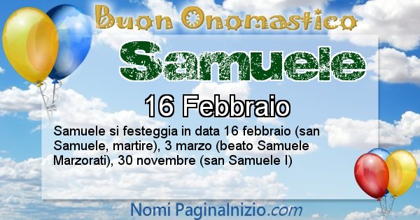 Samuele - Onomastico del nome Samuele