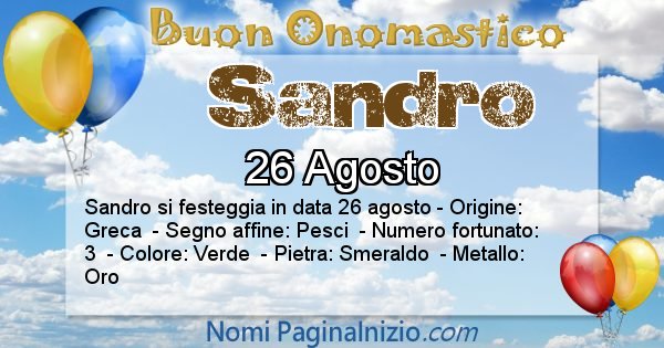Sandro - Onomastico del nome Sandro