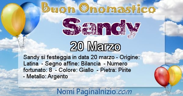 Sandy - Onomastico del nome Sandy