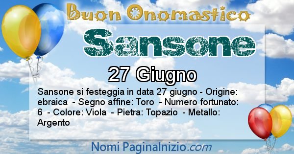 Sansone - Onomastico del nome Sansone