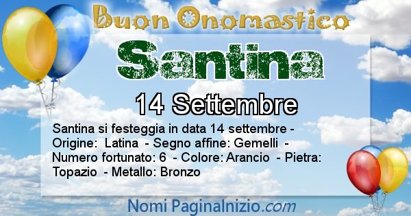 Santina - Onomastico del nome Santina