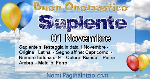 Sapiente - Onomastico del nome Sapiente