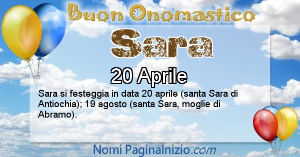 Sara - Onomastico del nome Sara