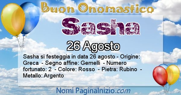 Sasha - Onomastico del nome Sasha