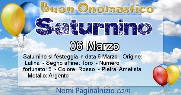 Saturnino - Onomastico del nome Saturnino