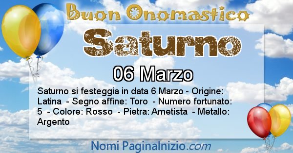 Saturno - Onomastico del nome Saturno