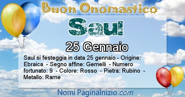 Saul - Onomastico del nome Saul