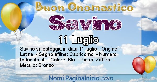 Savino - Onomastico del nome Savino