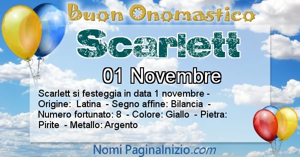 Scarlett - Onomastico del nome Scarlett