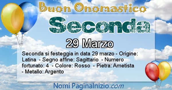 Seconda - Onomastico del nome Seconda