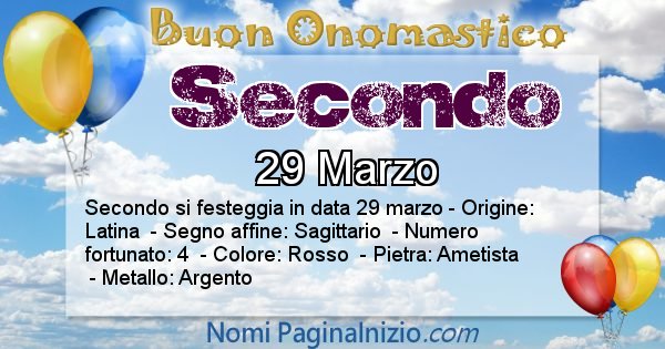 Secondo - Onomastico del nome Secondo