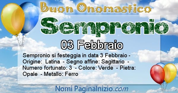 Sempronio - Onomastico del nome Sempronio