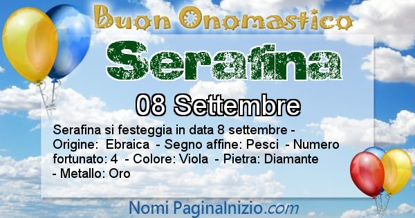 Serafina - Onomastico del nome Serafina