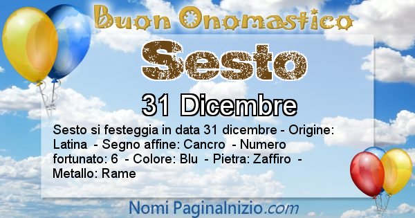 Sesto - Onomastico del nome Sesto