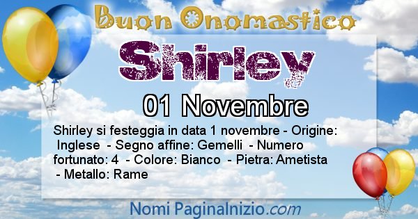 Shirley - Onomastico del nome Shirley
