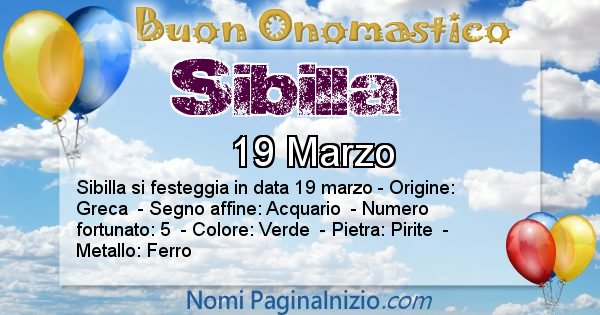 Sibilla - Onomastico del nome Sibilla