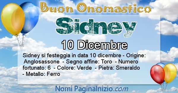 Sidney - Onomastico del nome Sidney