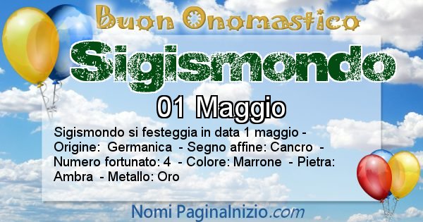 Sigismondo - Onomastico del nome Sigismondo