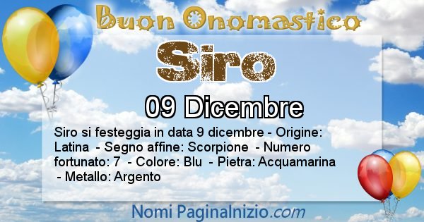 Siro - Onomastico del nome Siro