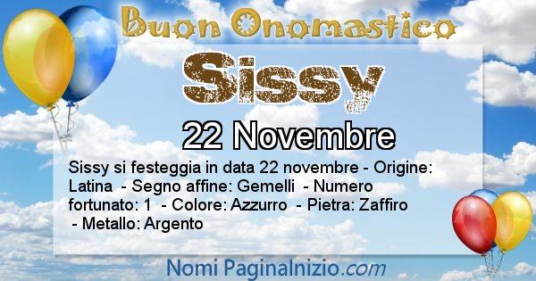 Sissy - Onomastico del nome Sissy