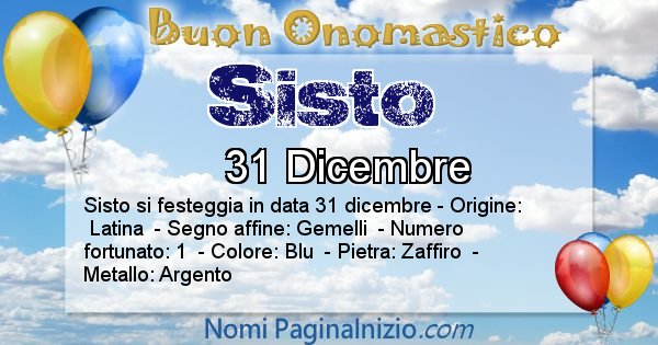Sisto - Onomastico del nome Sisto