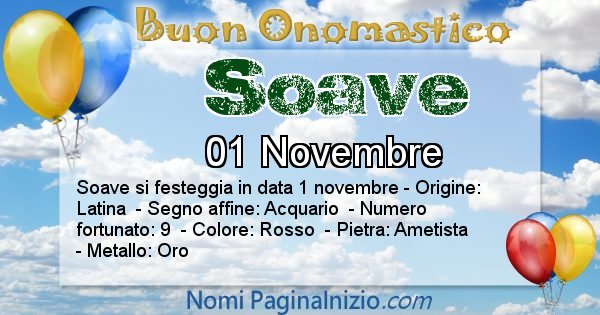 Soave - Onomastico del nome Soave