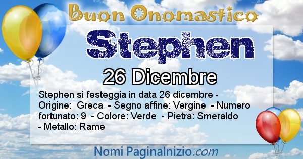 Stephen - Onomastico del nome Stephen