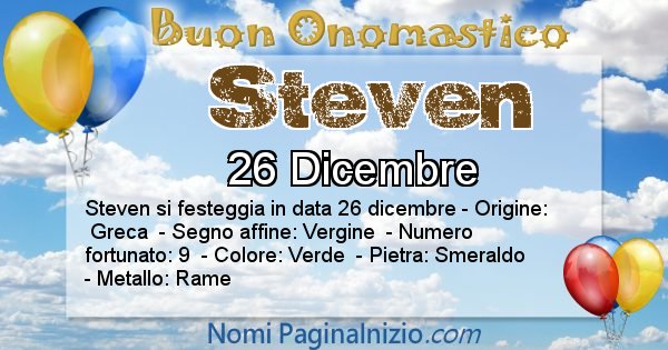 Steven - Onomastico del nome Steven