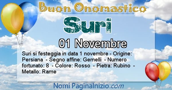 Suri - Onomastico del nome Suri