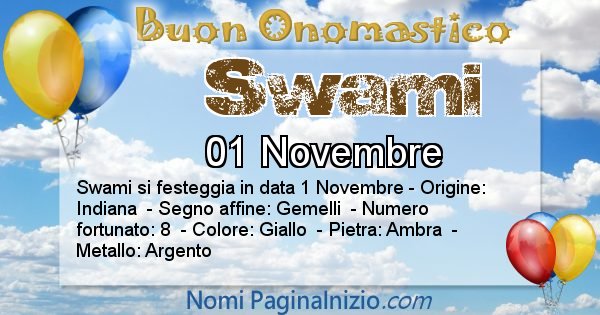 Swami - Onomastico del nome Swami