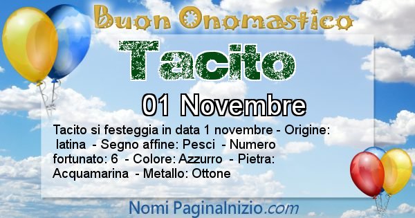 Tacito - Onomastico del nome Tacito