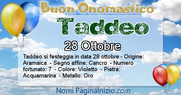 Taddeo - Onomastico del nome Taddeo