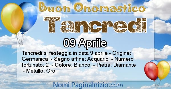 Tancredi - Onomastico del nome Tancredi