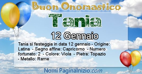 Tania - Onomastico del nome Tania