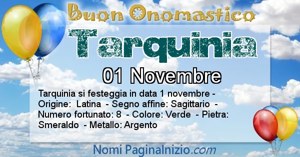 Tarquinia - Onomastico del nome Tarquinia